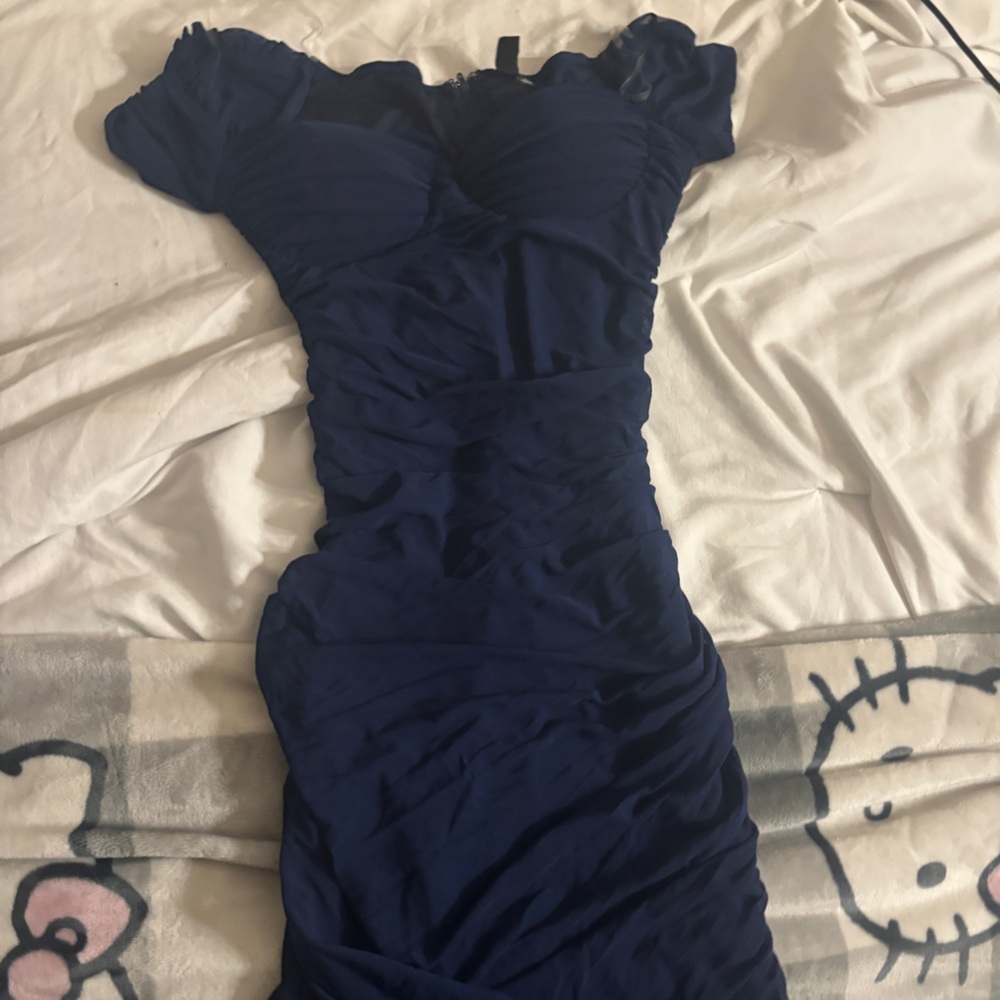 Windsor navy blue ruffle dress